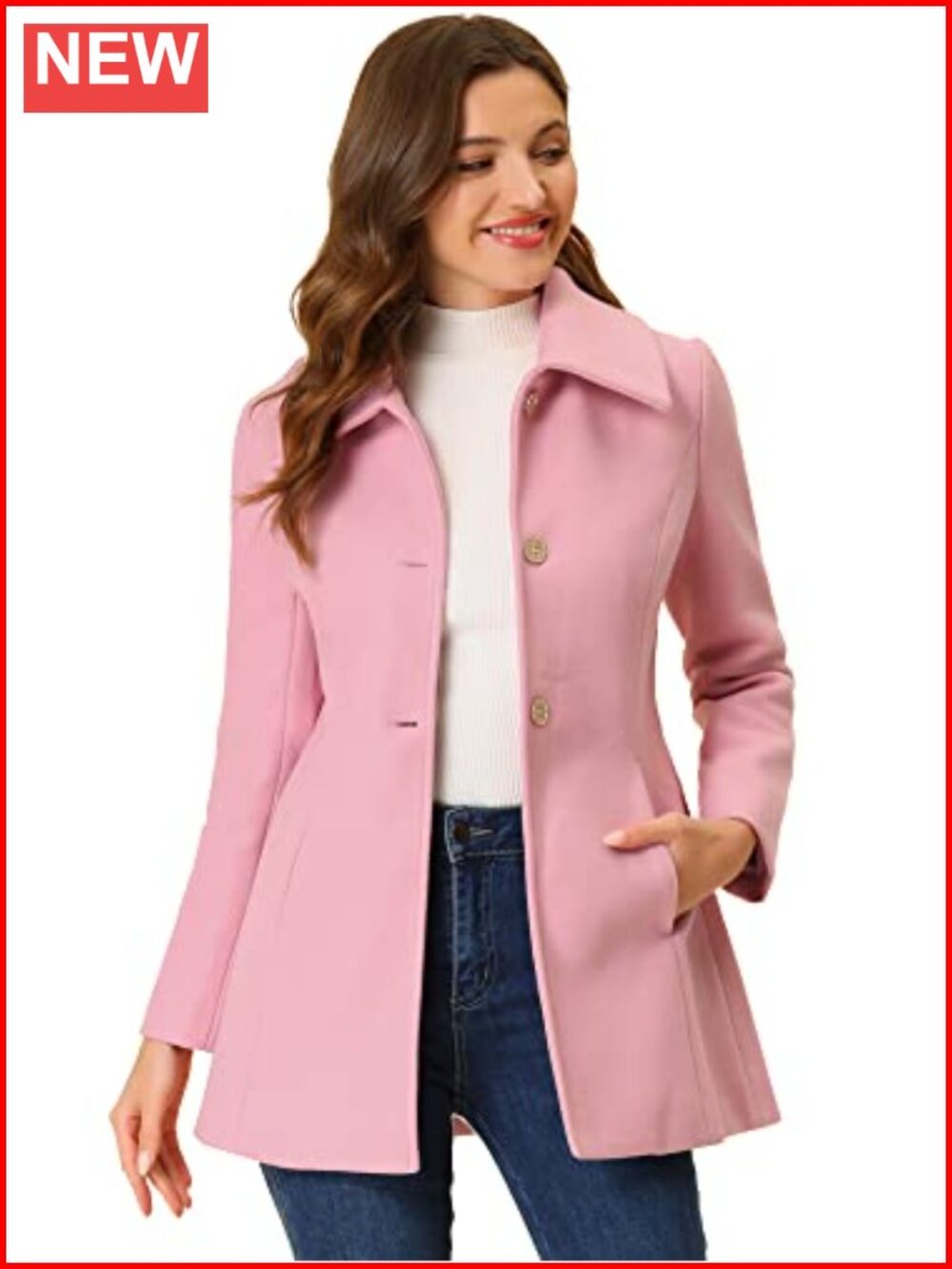 Vintage Winter Coat Single Breasted Turndown Overcoat Pea Coat